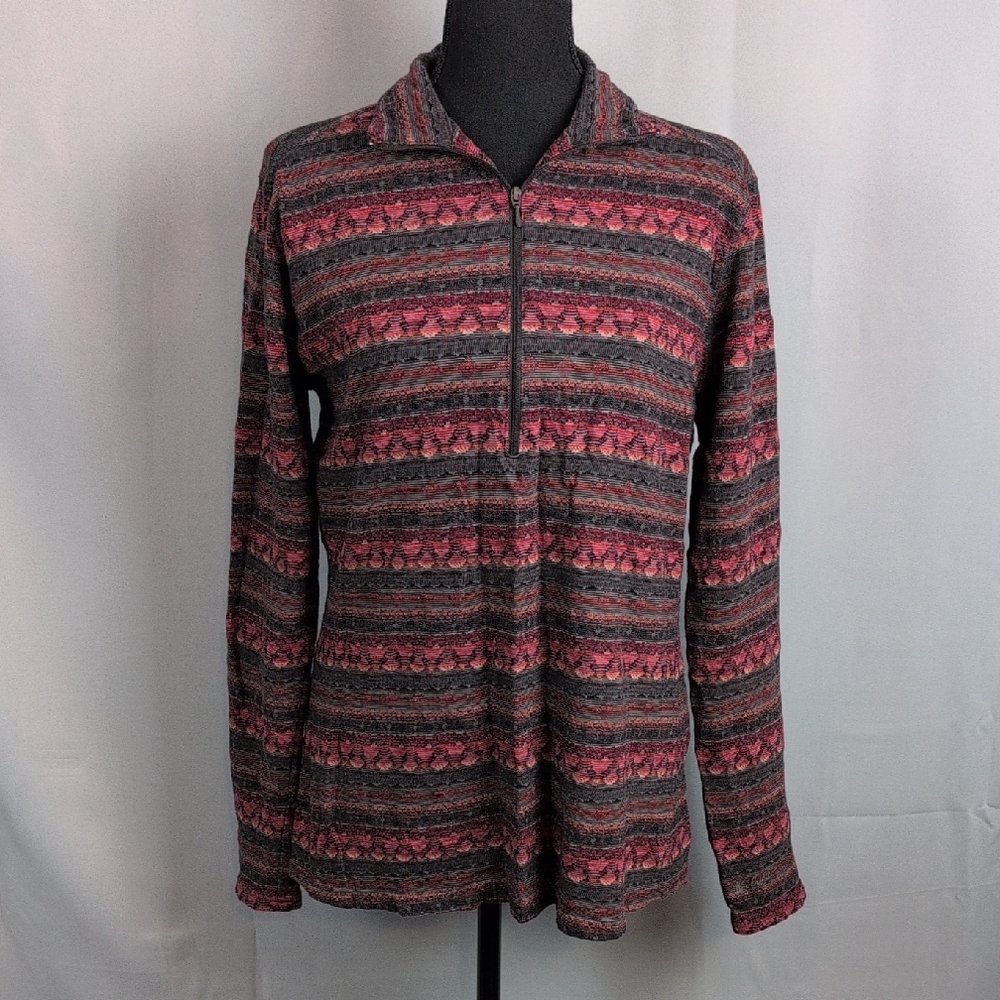 Woolrich Patterned 3 Quarter Zip Pullover Large R… - image 2